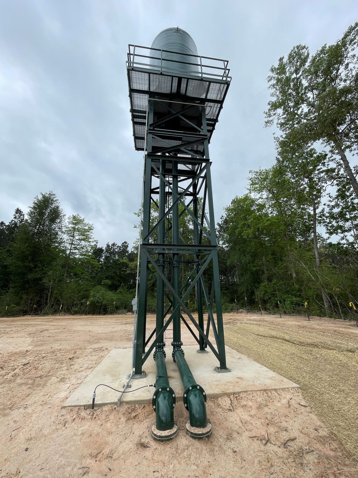WETS aerator on a support tower with twin forced draft blowers