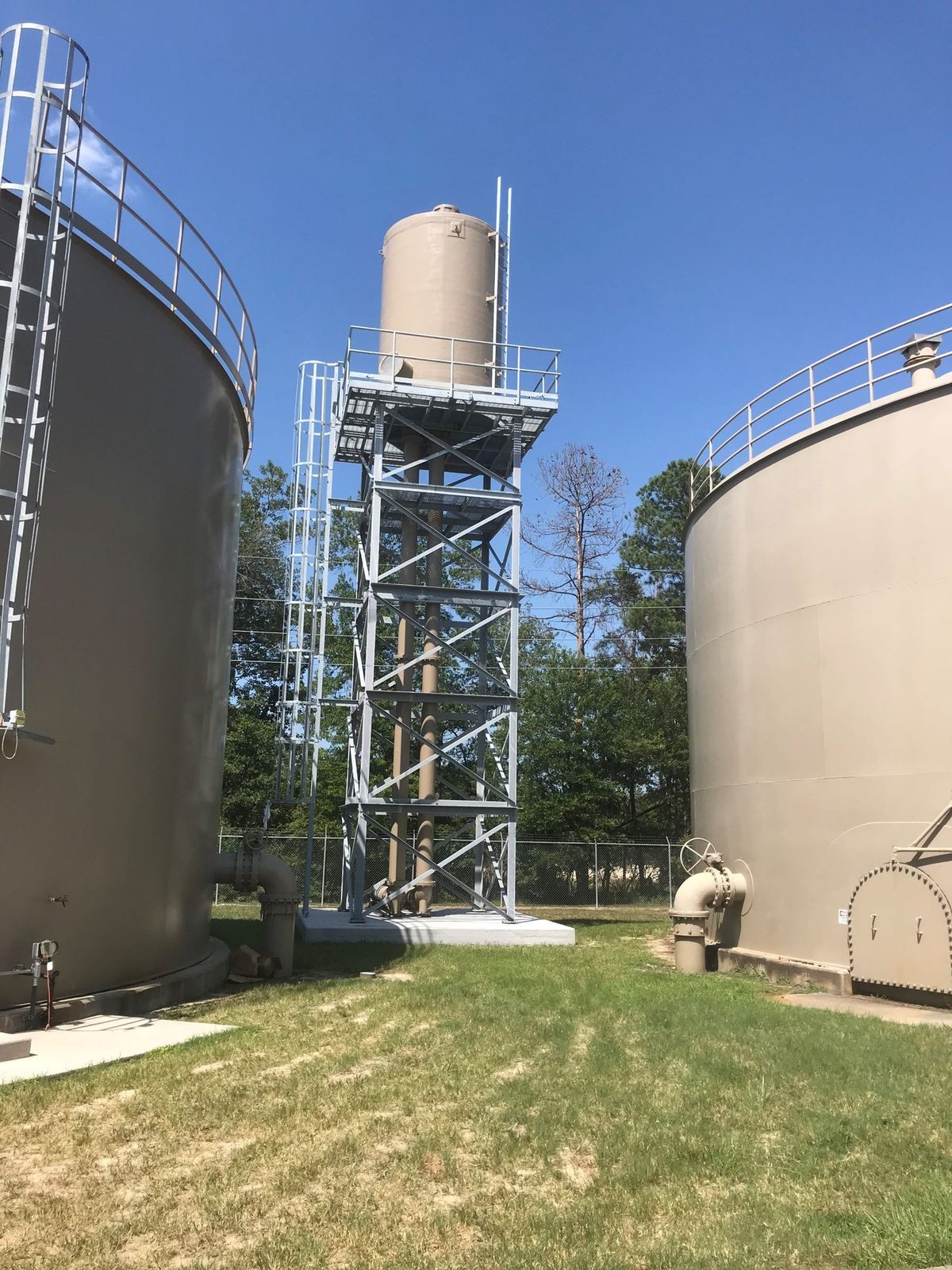 WETS aerator tower serving two ground storage tanks