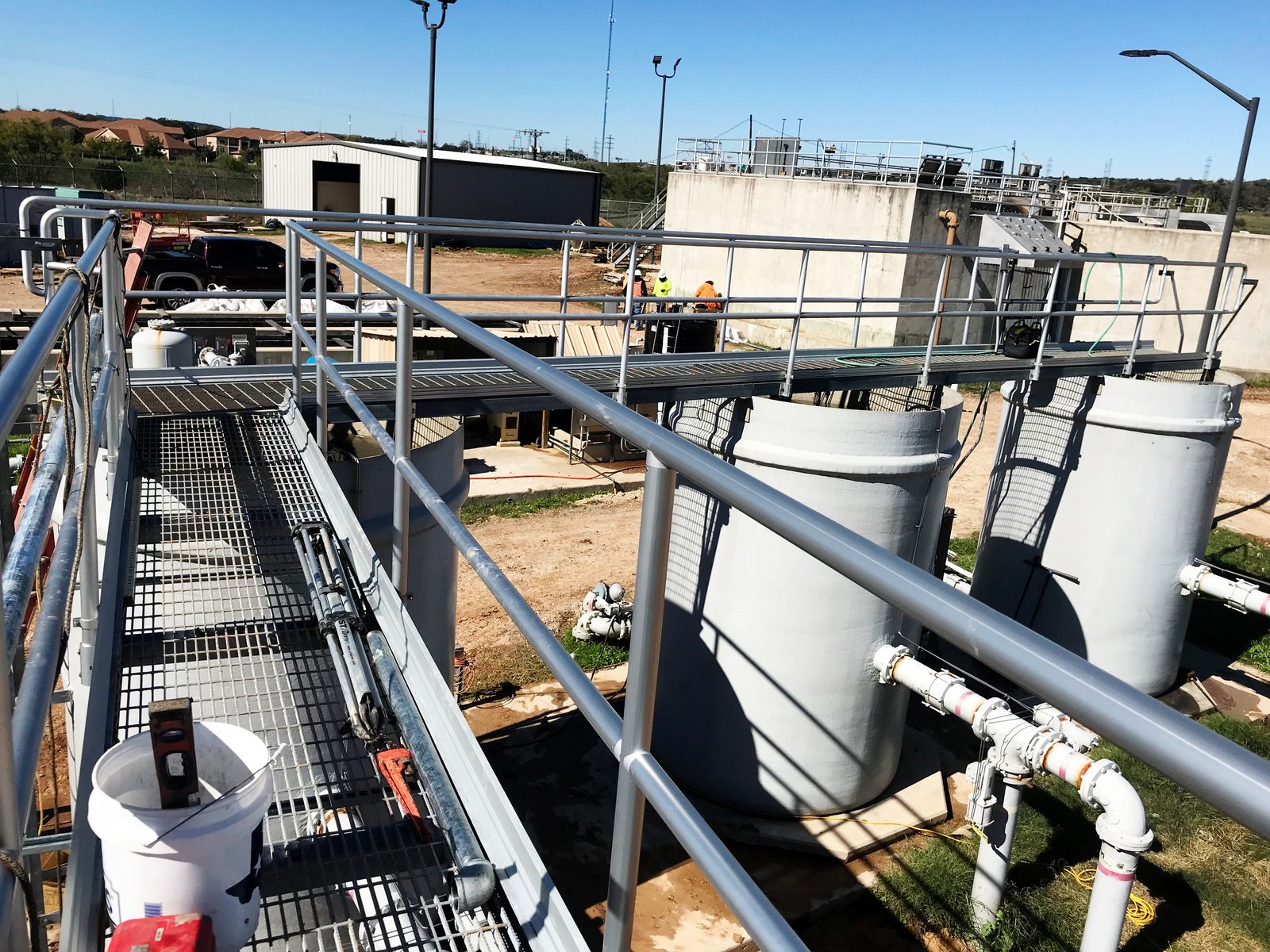 WETS gravity filtration plant with access walkway over the filter vessels