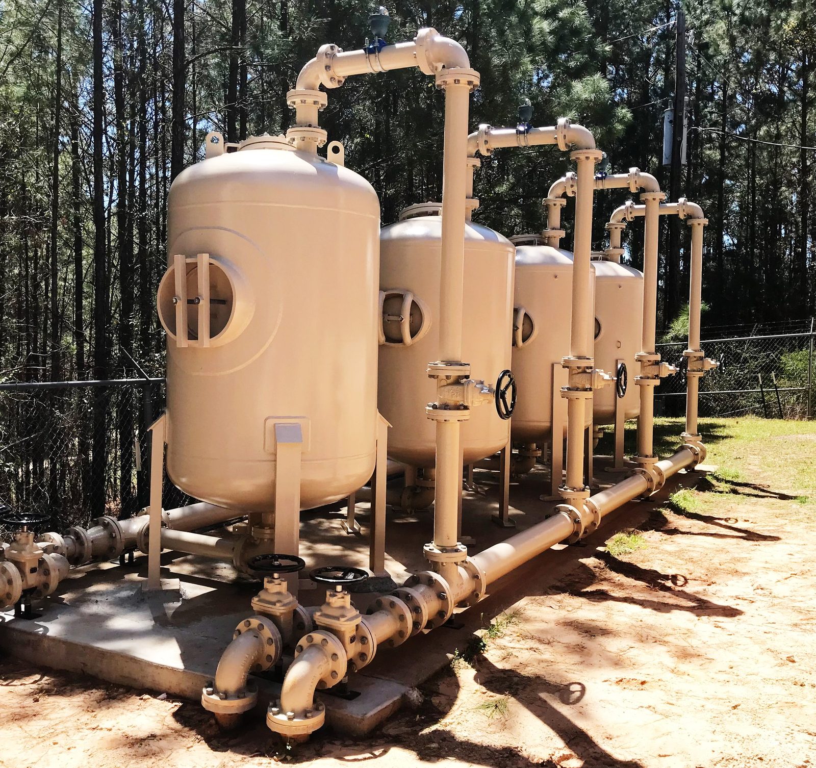 Four WETS pressure filter vessels in series